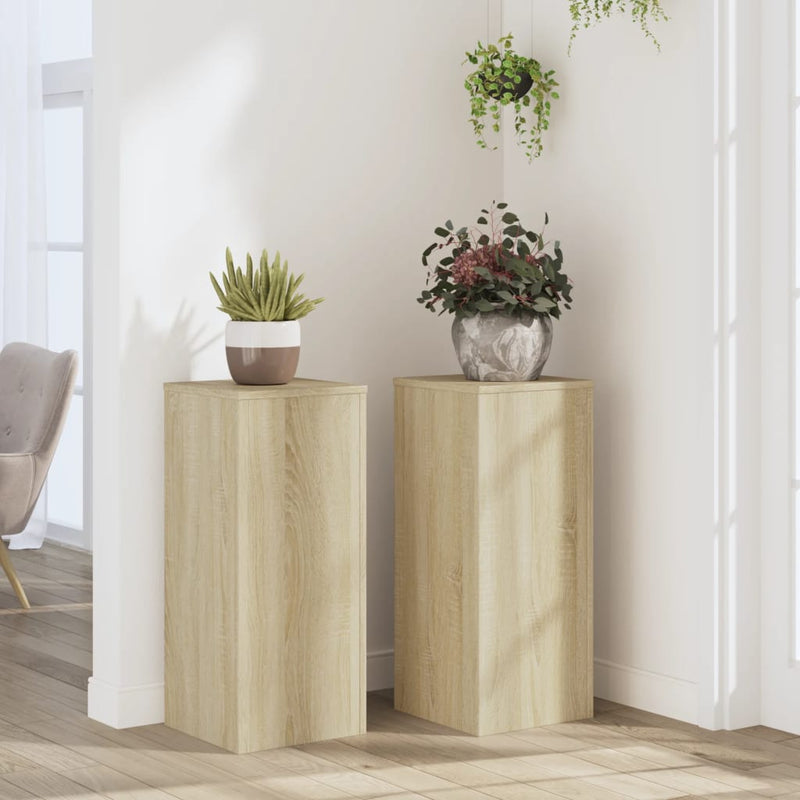 Load image into Gallery viewer, Vidaxl plantenstandaards 2 st 30x30x70 cm bewerkt hout sonoma eiken
