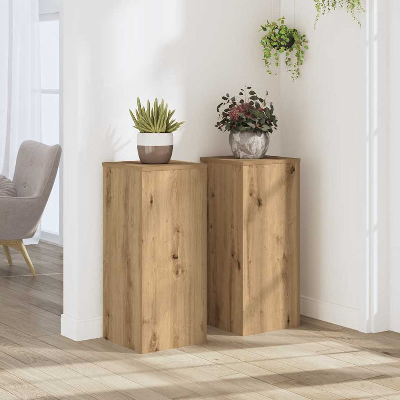 Load image into Gallery viewer, Vidaxl plantenstandaards 2 st 30x30x70 cm hout artisanaal eiken
