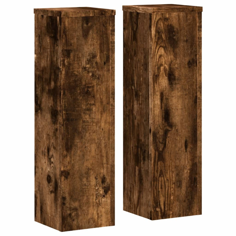 Load image into Gallery viewer, Vidaxl plantenstandaards 2 st 17x17x60 cm bewerkt hout gerookt eiken
