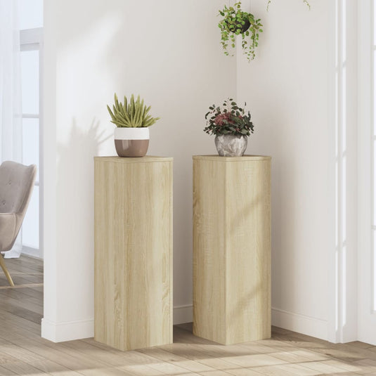 Vidaxl plantenstandaards 2 st 25x25x80 cm bewerkt hout sonoma eiken