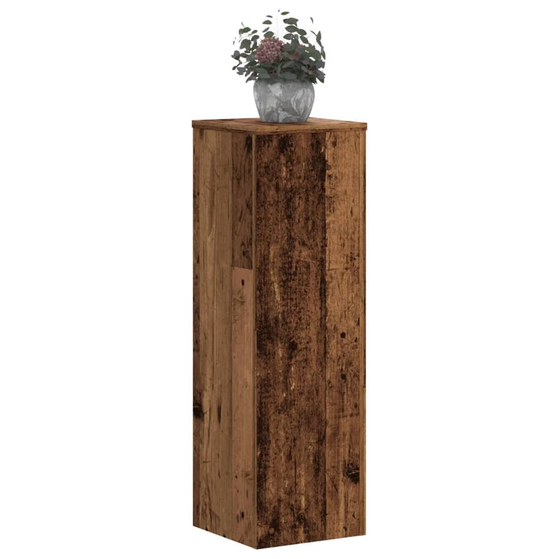 Load image into Gallery viewer, Vidaxl plantenstandaards 2 st 25x25x80 cm bewerkt hout oud houtkleurig
