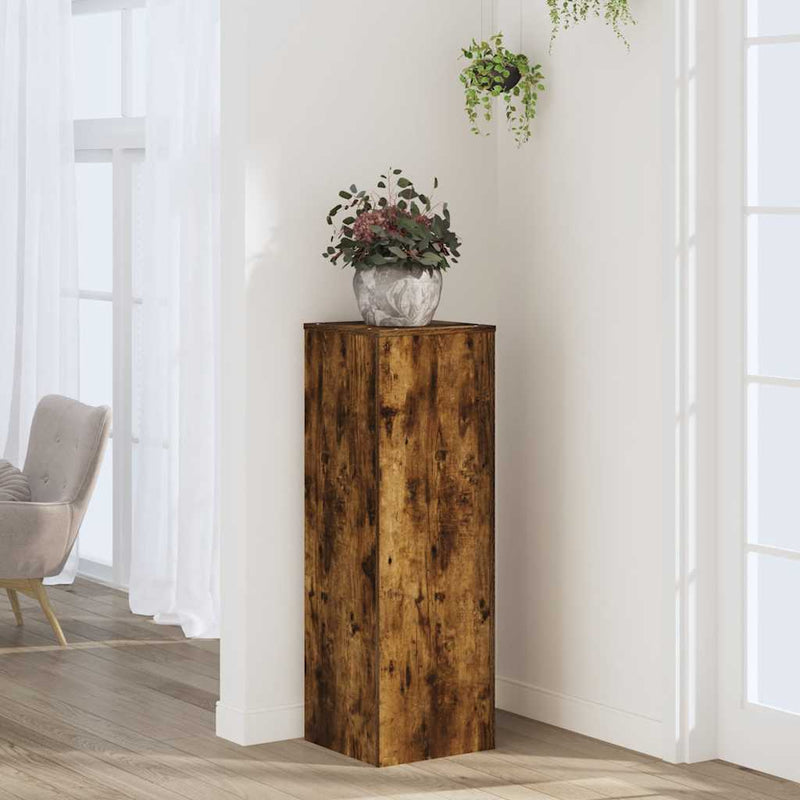 Load image into Gallery viewer, Vidaxl plantenstandaard 33x33x100 cm bewerkt hout gerookt eikenkleurig
