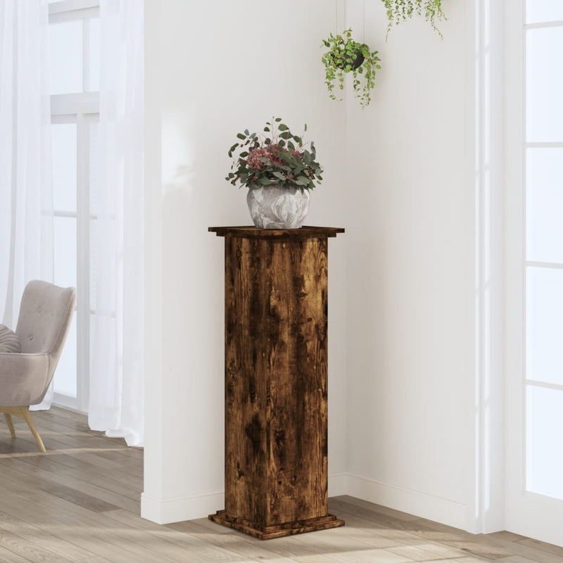 Load image into Gallery viewer, Vidaxl plantenstandaard 33x33x100 cm bewerkt hout gerookt eikenkleurig
