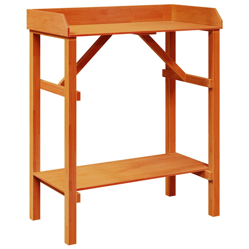Load image into Gallery viewer, Vidaxl planttafel met plank bruin 75 x 40 x 90 cm massief grenenhout
