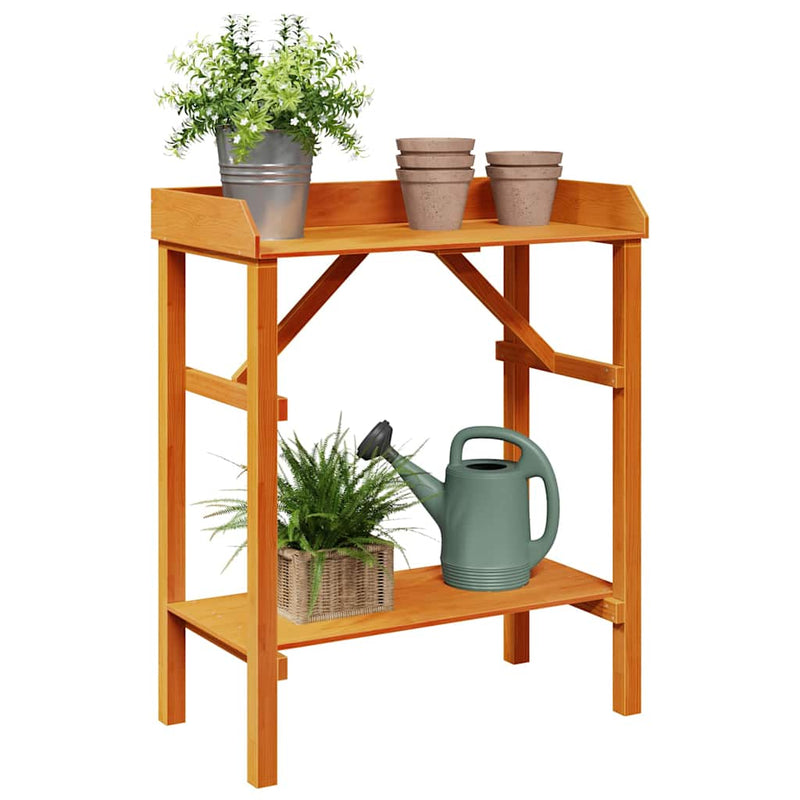 Load image into Gallery viewer, Vidaxl planttafel met plank bruin 75 x 40 x 90 cm massief grenenhout
