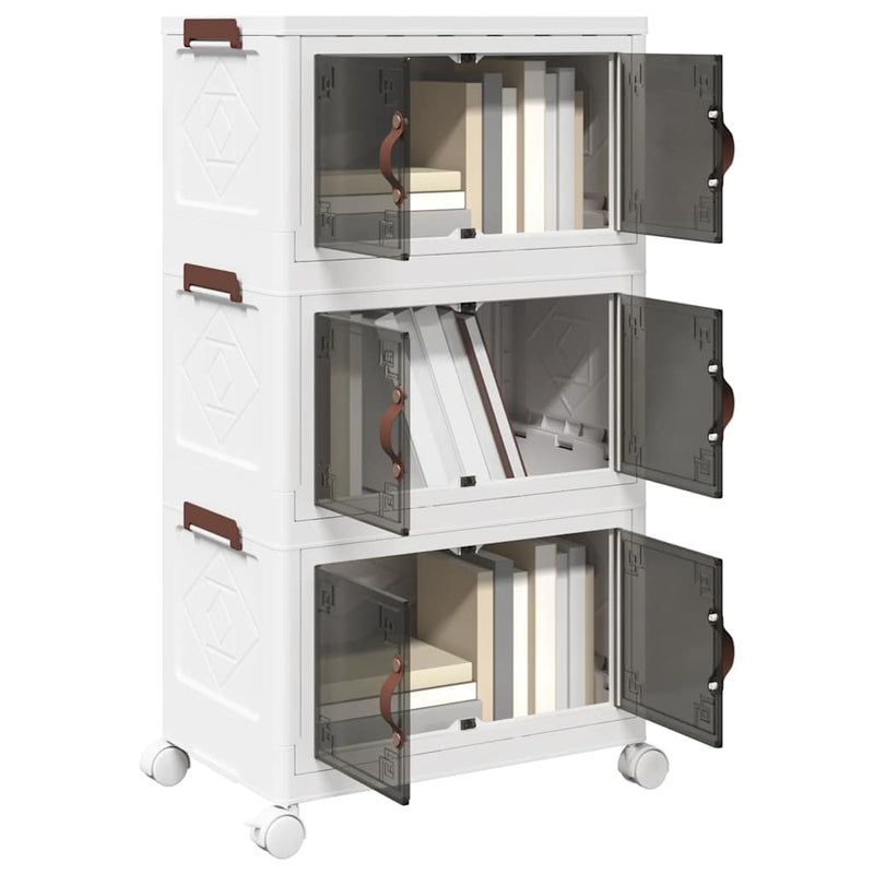 Load image into Gallery viewer, Vidaxl opbergbox stapelbaar met wielen 3-laags 28 l 48,5x29,5x86 cm
