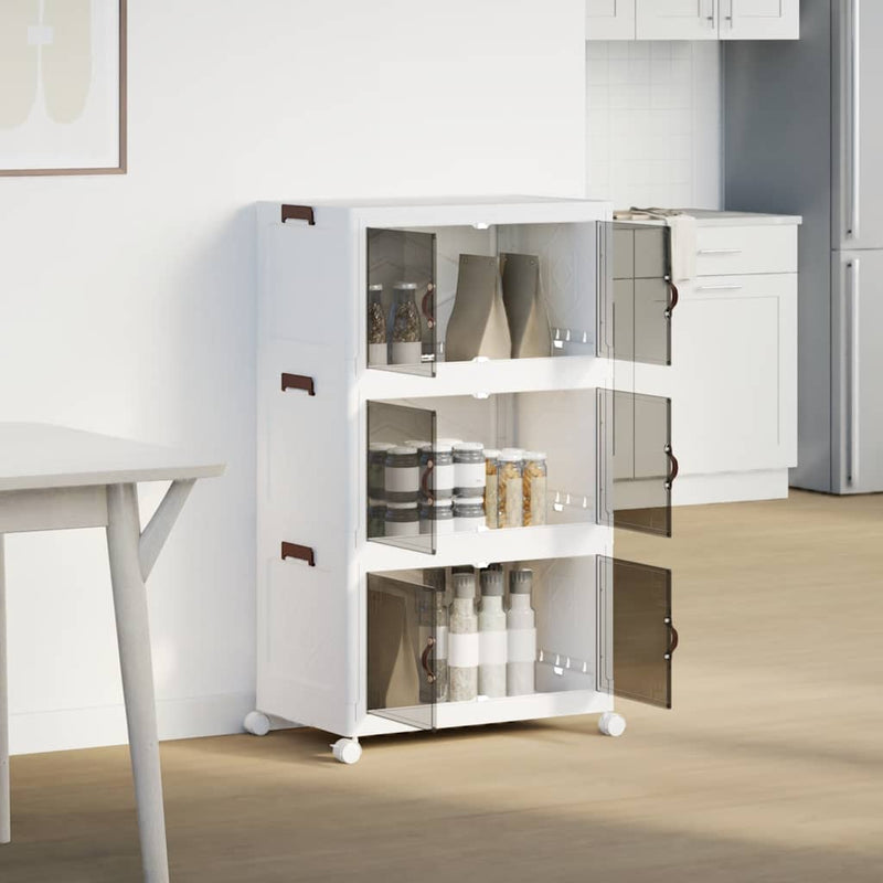 Load image into Gallery viewer, Vidaxl opbergbox stapelbaar met wielen 3-laags 75 l 64x39,5x110,5 cm
