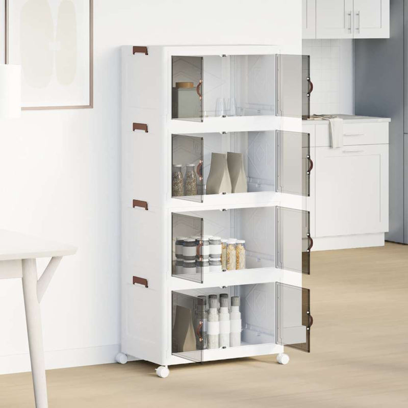 Load image into Gallery viewer, Vidaxl opbergbox stapelbaar met wielen 4-laags 75 l 64x40x141,5 cm
