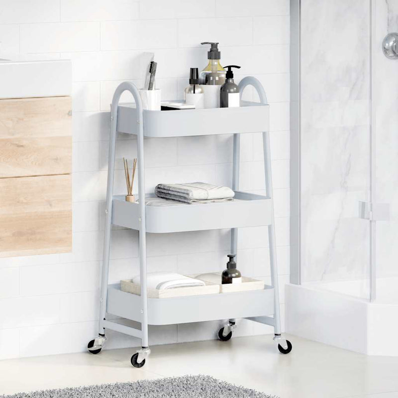 Load image into Gallery viewer, Vidaxl opbergtrolley 3-laags 42x41,5x77 cm staal wit
