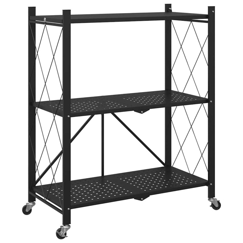 Load image into Gallery viewer, Vidaxl opbergplank op wielen zwart 71x34x88 cm staal
