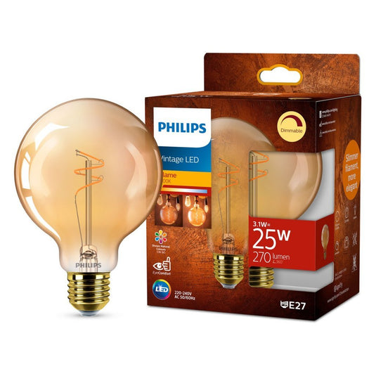 Philips vintage led dimbare globe g95 e27 60w amberkleurig glas