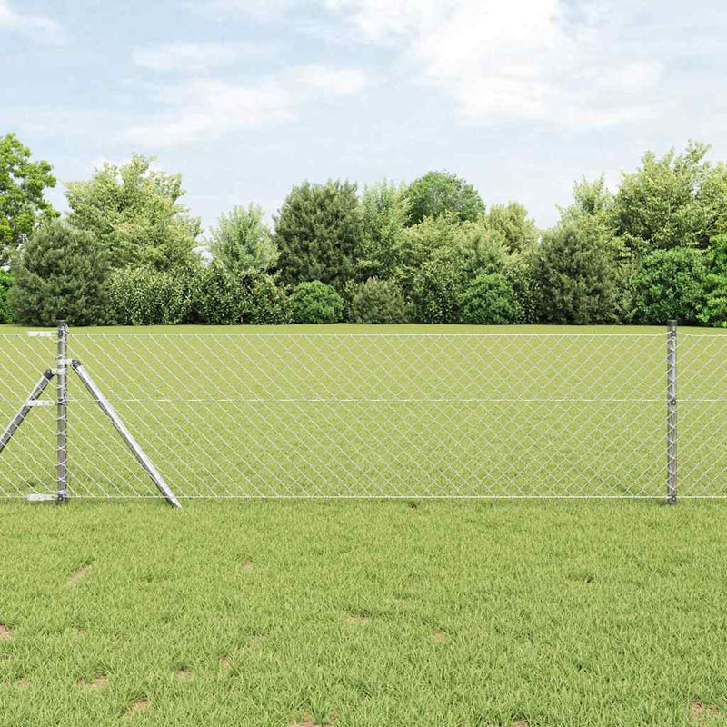 Load image into Gallery viewer, Vidaxl afrasteringspaal zilver 10 x 0,6 m (40 x 40 mm gaas) staal
