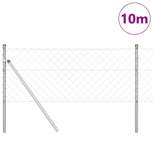 Vidaxl afrasteringspaal zilver 10 x 0,6 m (60 x 60 mm gaas) staal