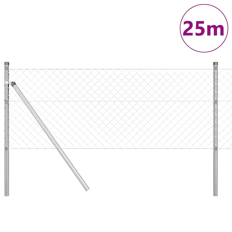 Load image into Gallery viewer, Vidaxl afrasteringspaal zilver 25 x 0,4 m (40 x 40 mm gaas) staal
