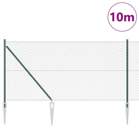 Vidaxl afrasteringspaal groen 10 x 1 m (40 x 40 mm gaas) staal en pvc