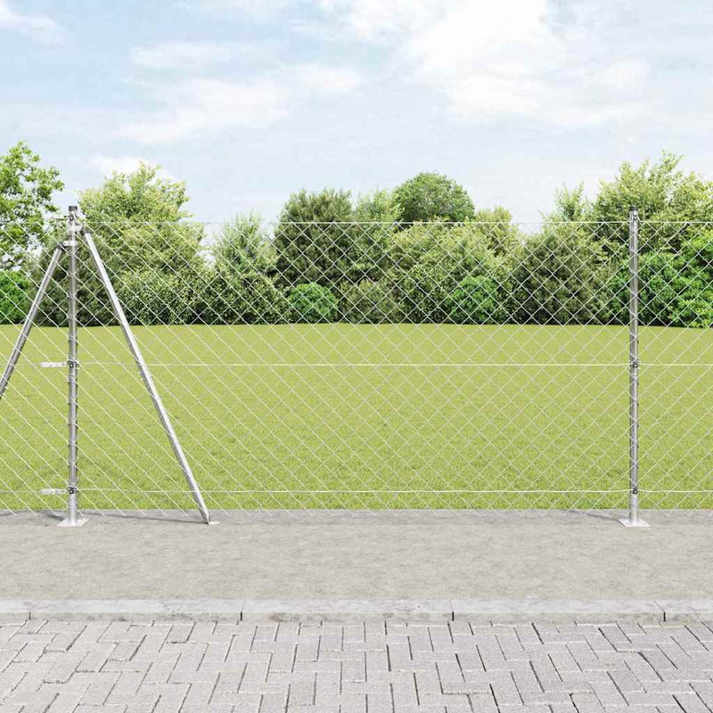 Load image into Gallery viewer, Vidaxl afrasteringspaal zilver 10 x 1,2 m (60 x 60 mm gaas) staal
