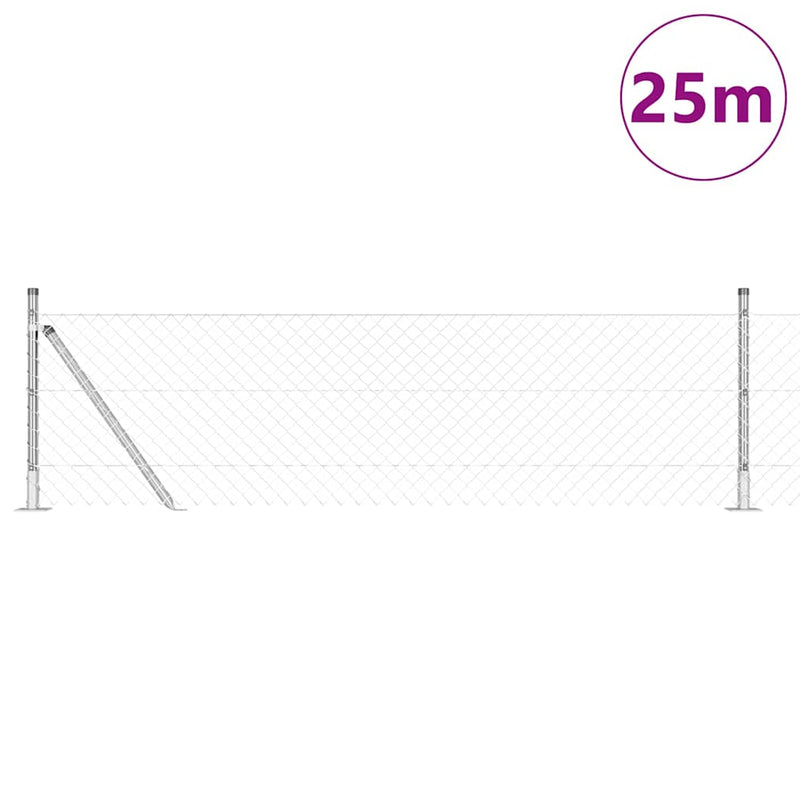 Load image into Gallery viewer, Vidaxl afrasteringspaal zilver 25 x 0,4 m (40 x 40 mm gaas) staal
