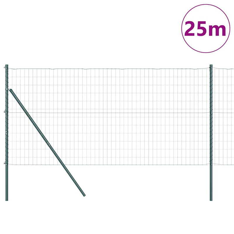 Load image into Gallery viewer, Vidaxl hek met paal groen 0,4 x 25 m staal en pvc
