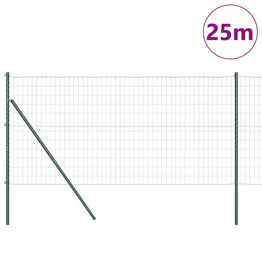 Vidaxl hek met paal groen 0,4 x 25 m staal en pvc