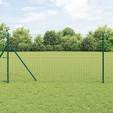 Vidaxl hek met paal groen 1,2 x 10 m staal