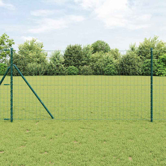Vidaxl hek met paal groen 1,2 x 10 m staal