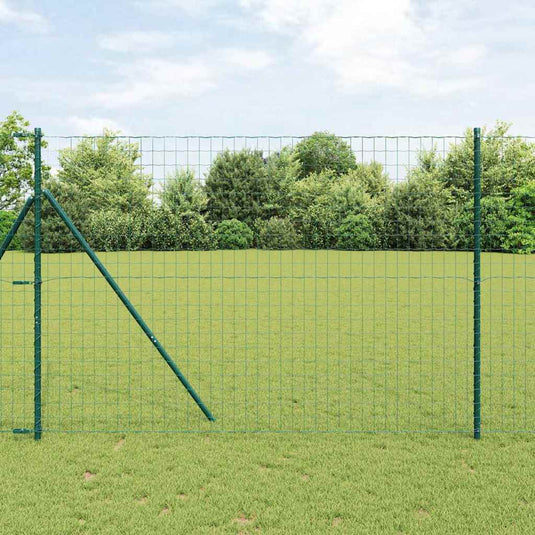 Vidaxl hek met paal groen 1,5 x 10 m staal