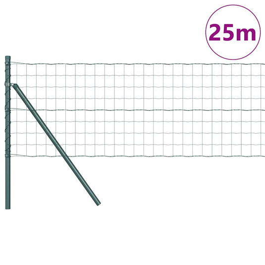 Vidaxl hek met paal groen 0,4 x 25 m staal en pvc