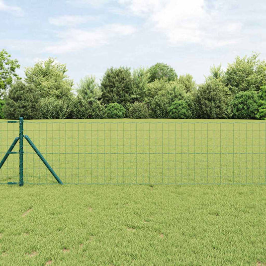 Vidaxl hek met paal groen 0,6 x 25 m staal en pvc