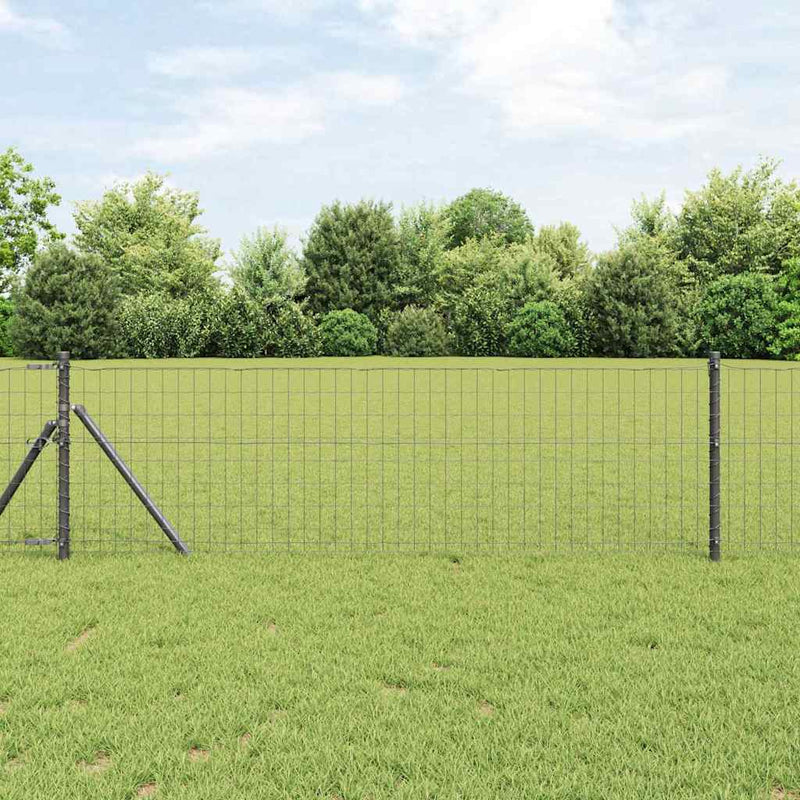 Load image into Gallery viewer, Vidaxl hek met paal grijs 0,8 x 10 m staal en pvc
