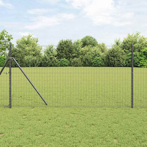 Vidaxl hek met paal grijs 1,4 x 10 m staal en pvc