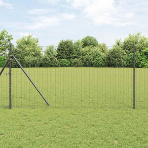Vidaxl hek met paal grijs 1 x 10 m staal en pvc