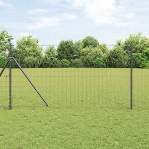 Vidaxl hek met paal grijs 1,2 x 10 m staal en pvc