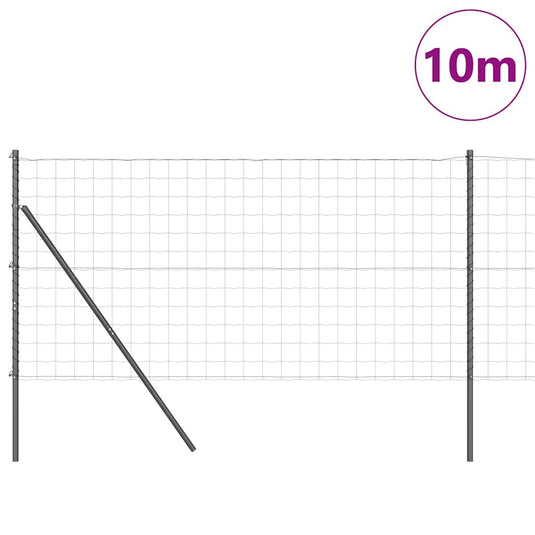Vidaxl hek met paal grijs 1,4 x 10 m staal en pvc