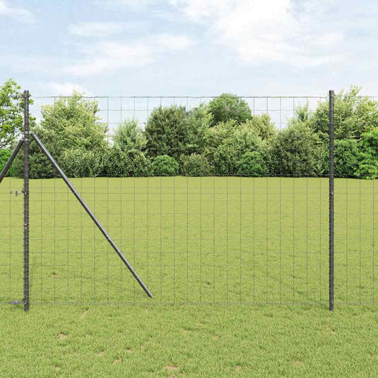 Vidaxl hek met paal grijs 1,6 x 10 m staal en pvc