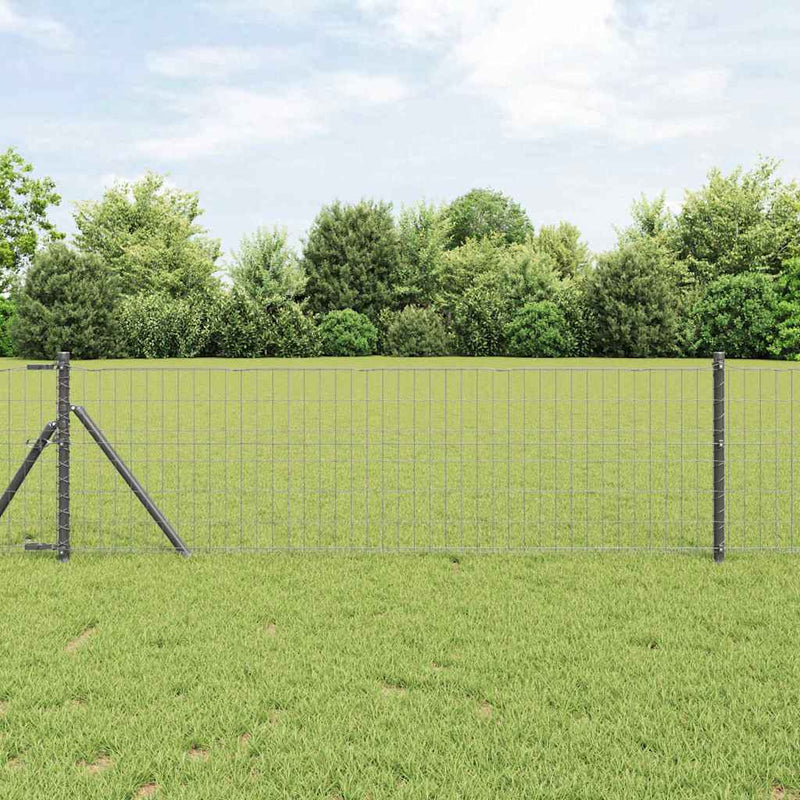 Load image into Gallery viewer, Vidaxl hek met paal grijs 0,6 x 25 m staal en pvc
