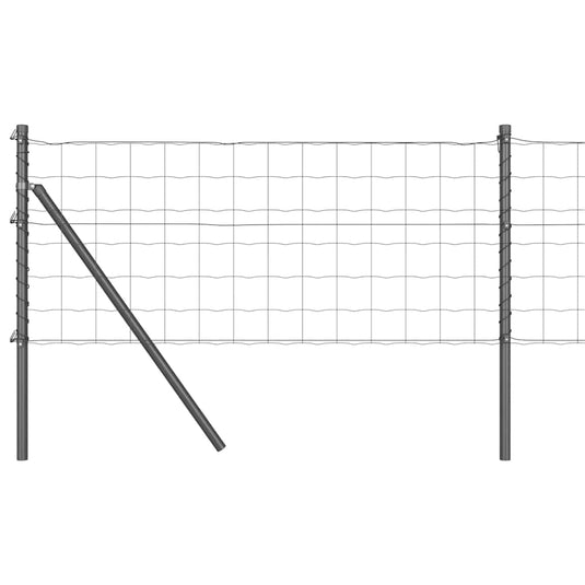 Vidaxl hek met paal grijs 0,6 x 25 m staal en pvc