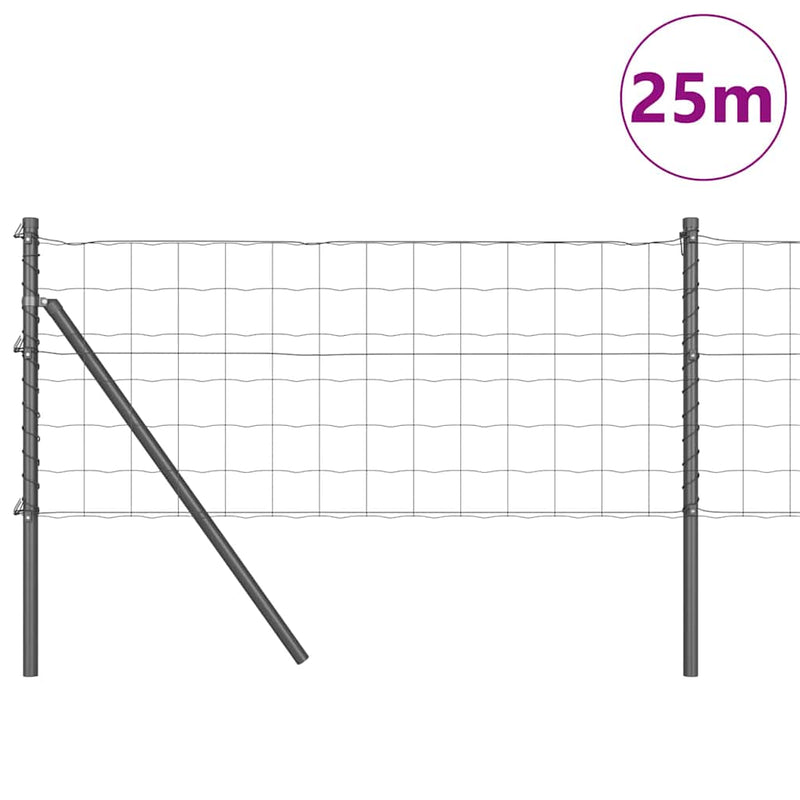 Load image into Gallery viewer, Vidaxl hek met paal grijs 0,6 x 25 m staal en pvc
