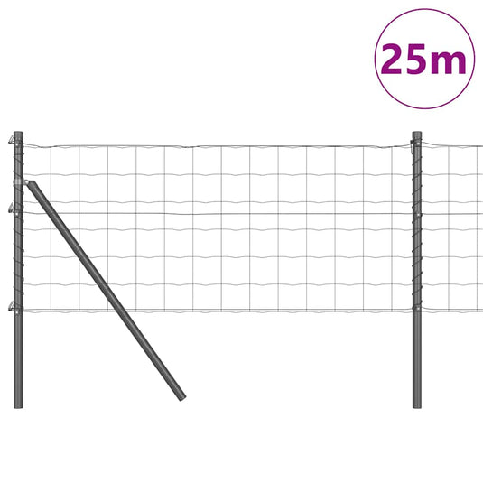 Vidaxl hek met paal grijs 0,6 x 25 m staal en pvc