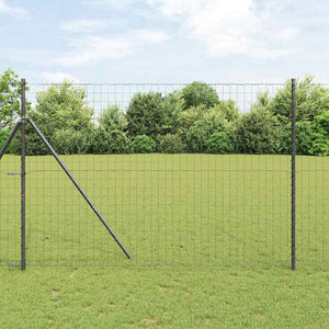 Vidaxl hek met paal grijs 1,6 x 10 m staal en pvc