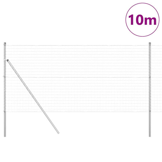 Vidaxl hek met paal zilver 1,4 x 10 m staal en pvc