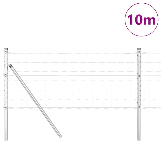 Vidaxl hek met paal zilver 0,4 x 10 m staal en pvc