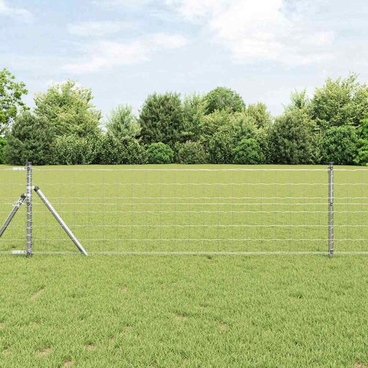 Vidaxl hek met paal zilver 0,8 x 10 m staal en pvc