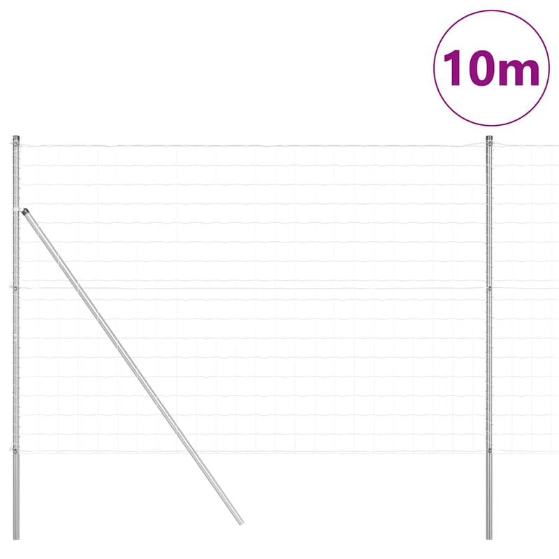 Load image into Gallery viewer, Vidaxl hek met paal zilver 1,5 x 10 m staal en pvc
