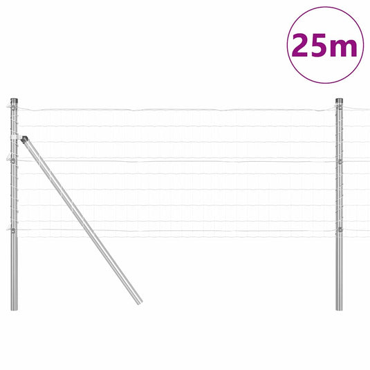 Vidaxl hek met paal zilver 0,4 x 25 m staal en pvc