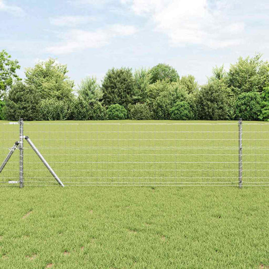 Vidaxl hek met paal zilver 0,6 x 25 m staal en pvc