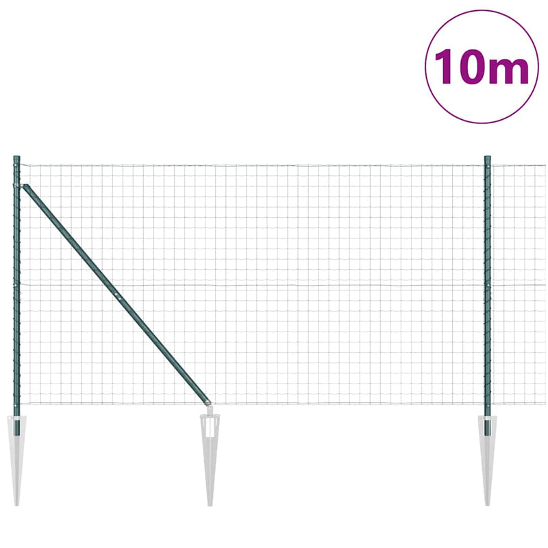 Load image into Gallery viewer, Vidaxl hek met paal groen 1,2 x 10 m staal en pvc
