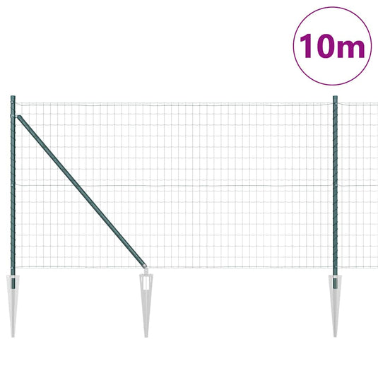 Vidaxl hek met paal groen 1 x 10 m staal en pvc
