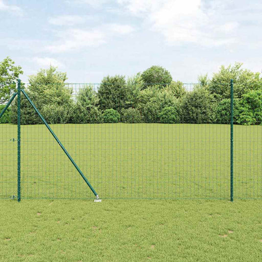 Vidaxl hek met paal groen 1,5 x 10 m staal en pvc
