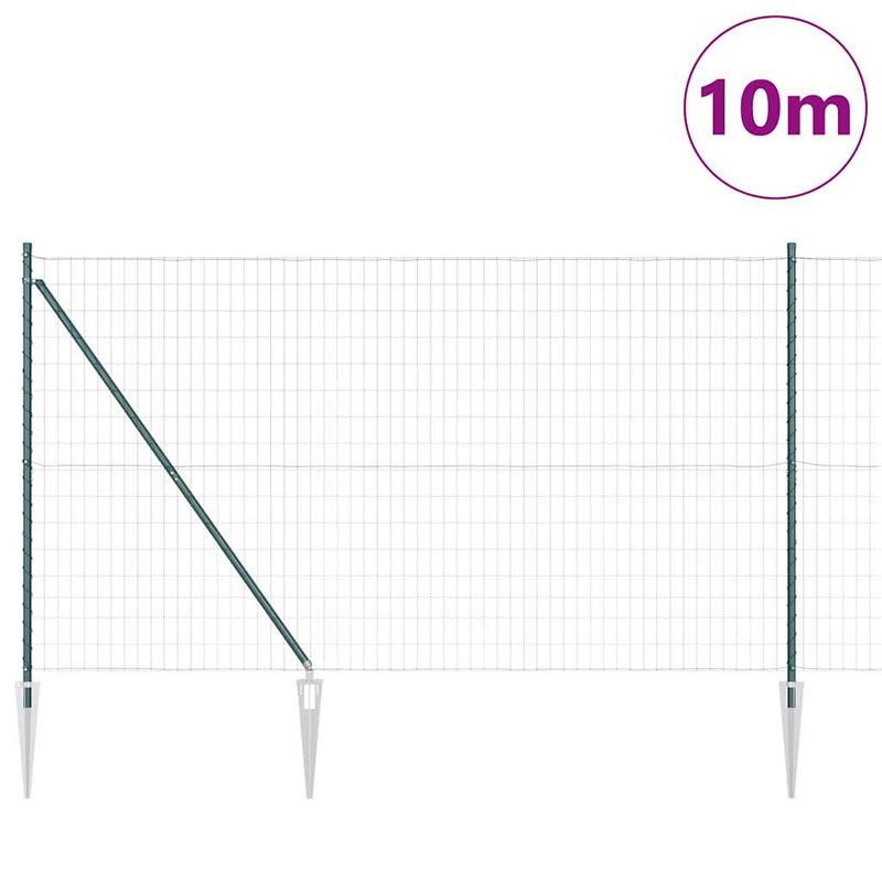 Load image into Gallery viewer, Vidaxl hek met paal groen 1,5 x 10 m staal en pvc
