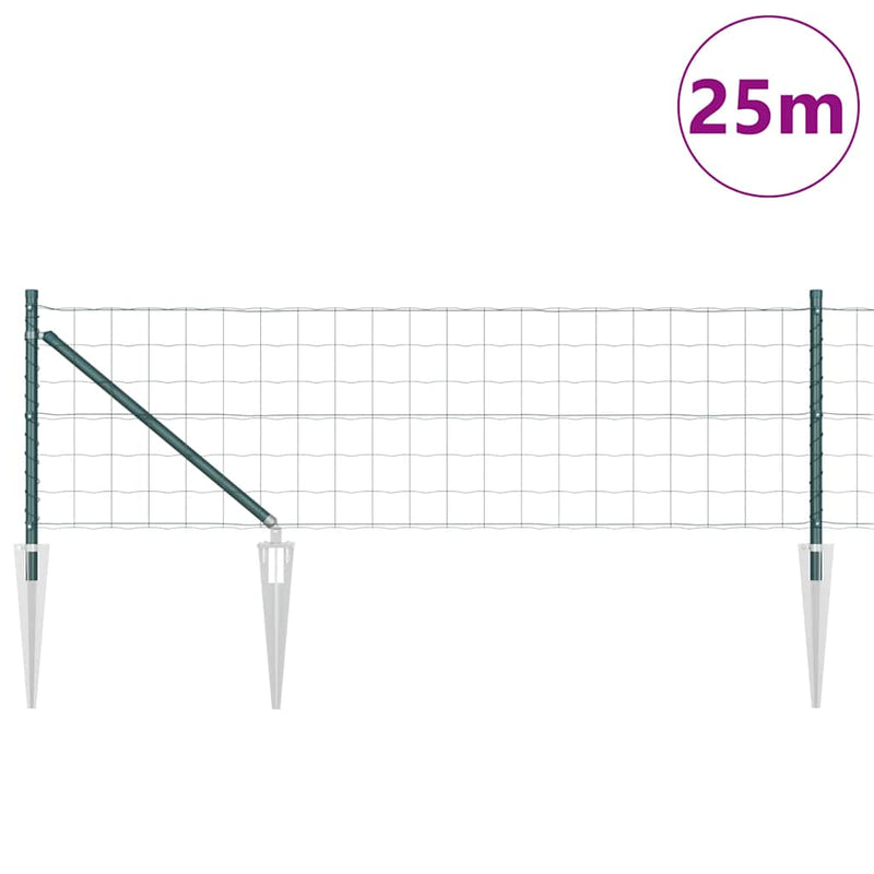 Load image into Gallery viewer, Vidaxl hek met paal groen 0,6 x 25 m staal en pvc
